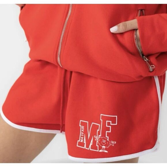 The Mayfair Group GENDER INCLUSIVE THE NEW PE SWEAT SHORTS IN RED - Picture 1 of 7